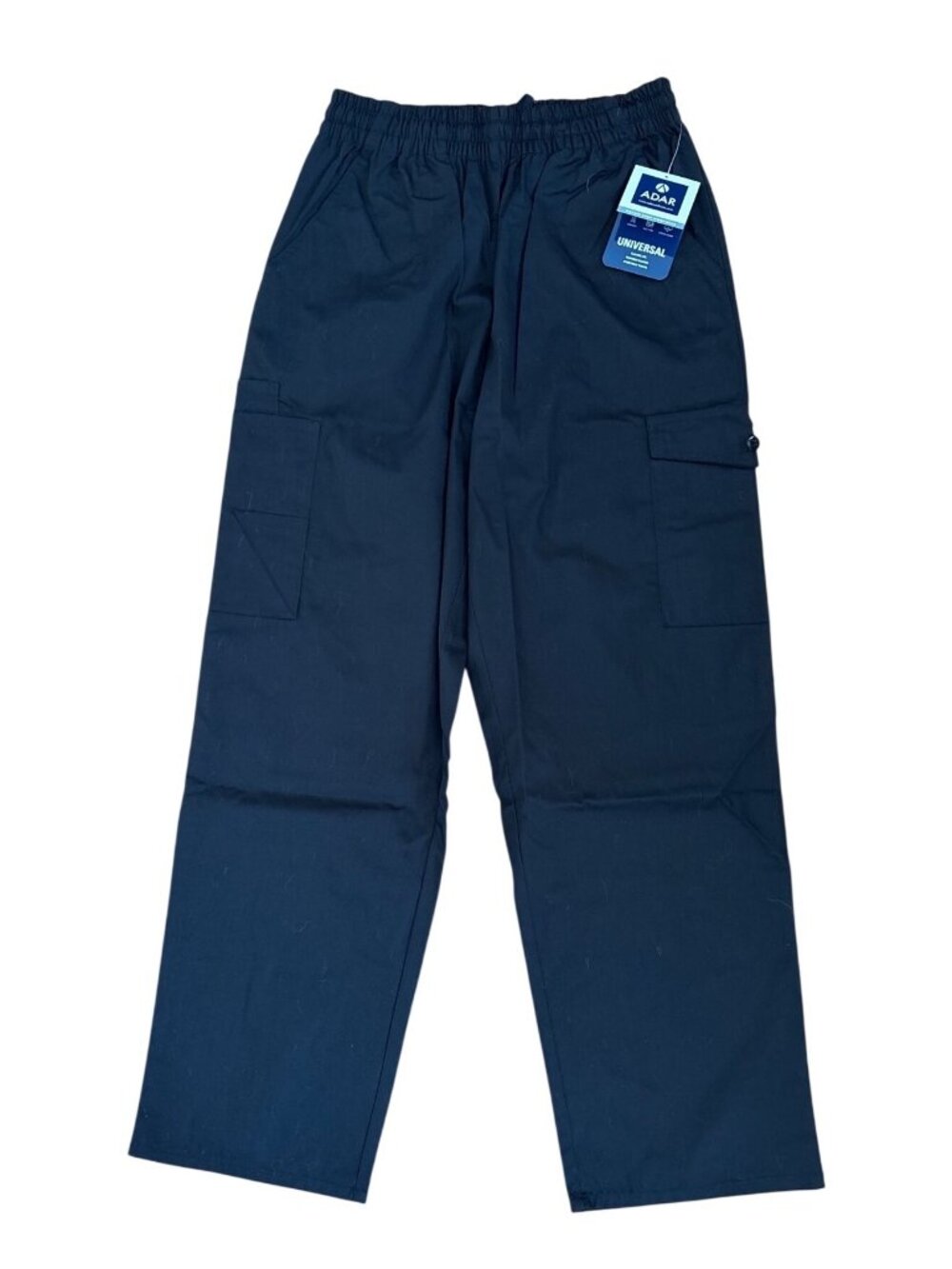 Adar Universal Scrub Cargo Pants Med Black Elastic Waist Workwear Unisex New